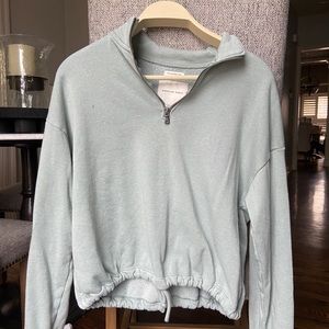 American Eagle Soft Green Quarter Zip Pullover
